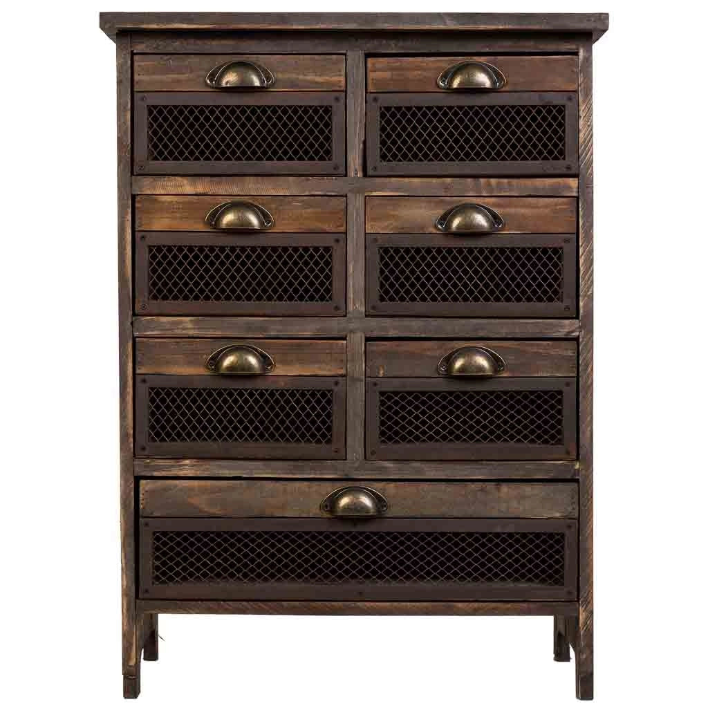 Cassettiera in legno con 7 cassetti marrone 59x34x80,5h cm