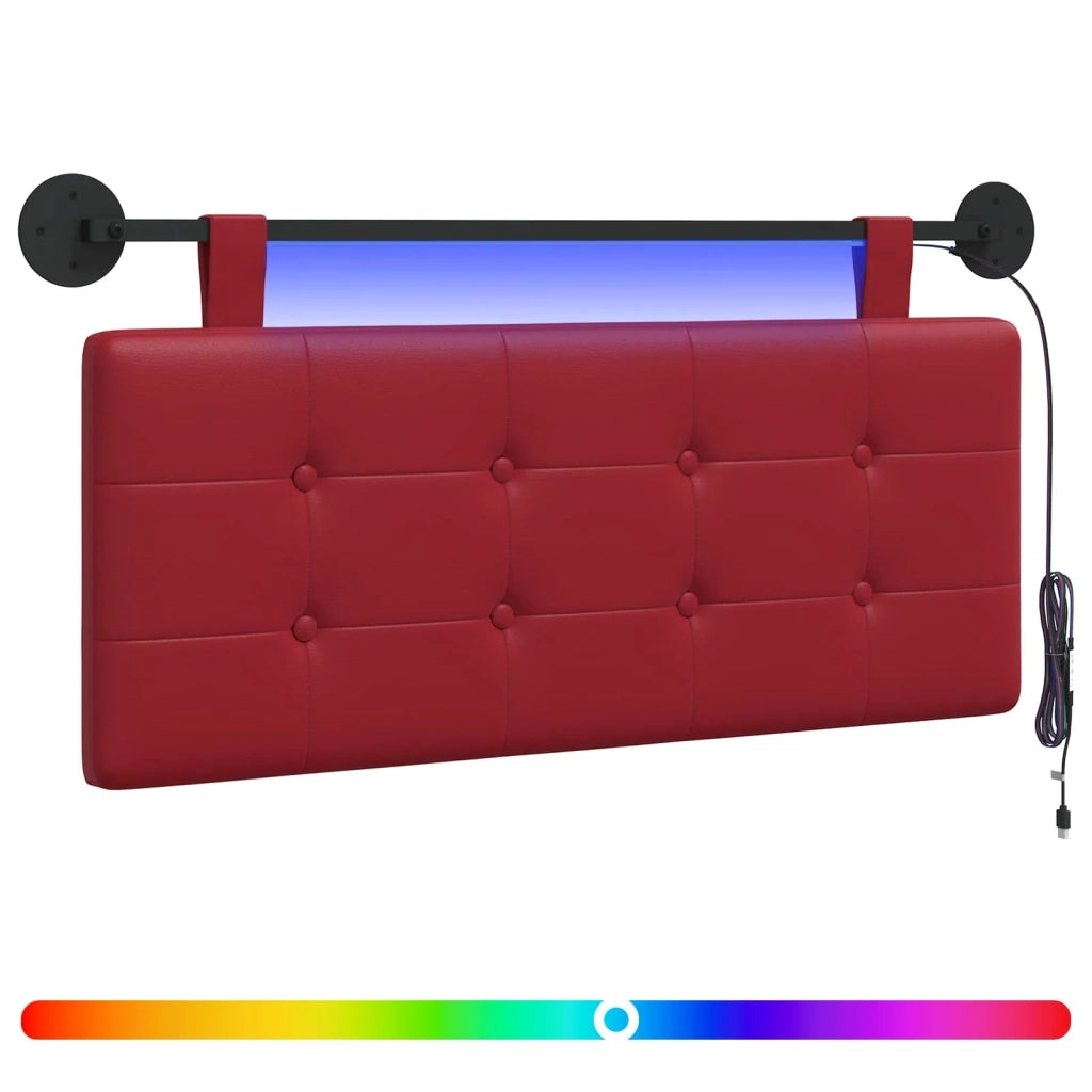 Testiera | Testata sospesa Con luce LED Rosso Vino Similpelle