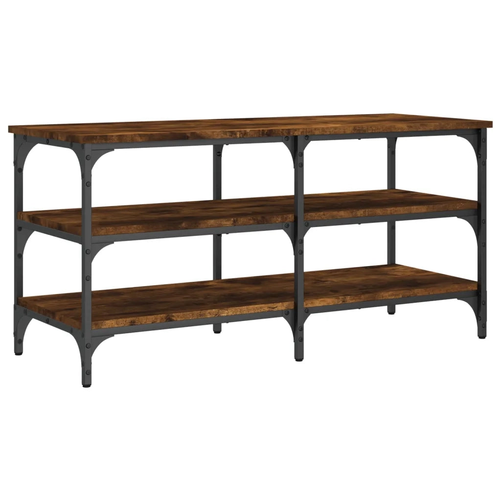 Panca Porta Scarpe-Sgabello-Panca Scarpiera Rovere Fumo 100x38,5x49cm Legno Multistrato