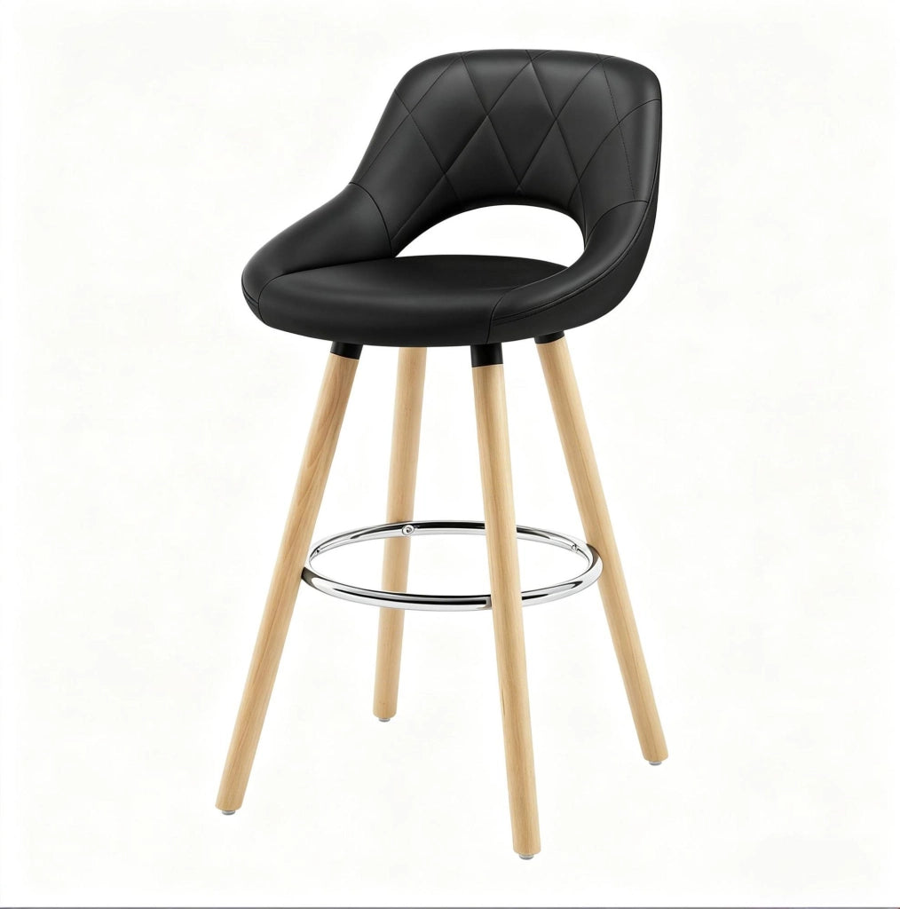 Sgabello da bar 43x40x96 cm nero in similpelle e legno per cucina e bar