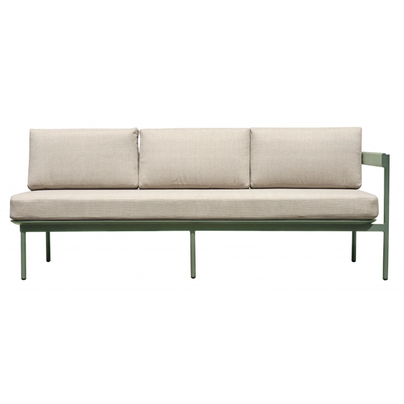 Salotto Angolare Torvaianica In Alluminio Verde- Divano Convertibile In Lettino - Due Pillow Verdi E Uno A Righe Moia