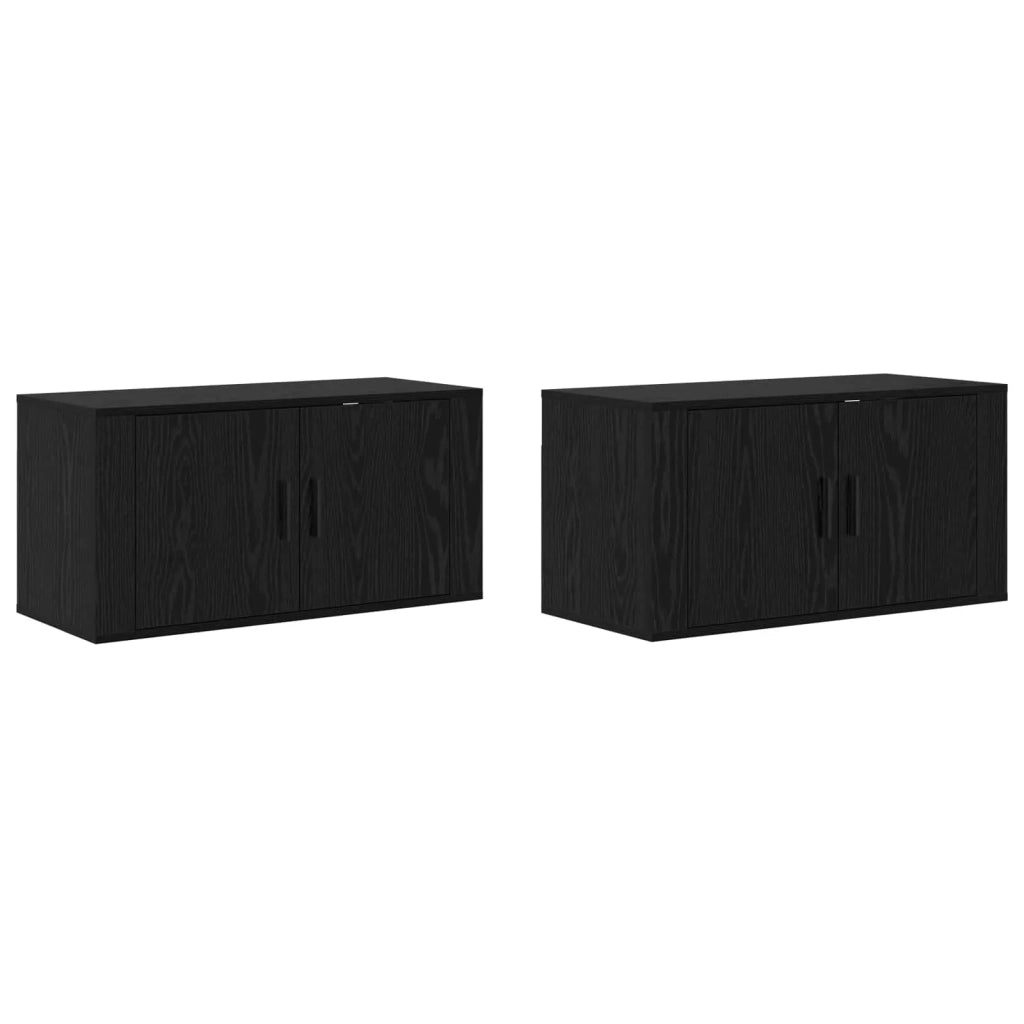 Set Mobile TV da Parete 2 pcs Rovere Nero 80 x 34,5 x 40 cm 3415603