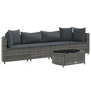 Set Divano da Giardino 5 pz | Set Salotto da Giardino con Cuscini Grigio in Polyrattan