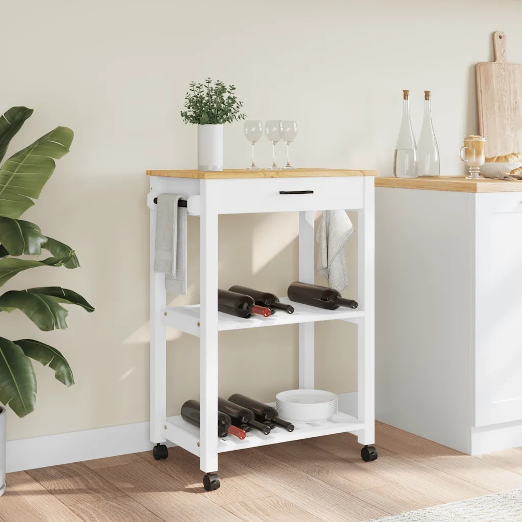 Carrello da Cucina-Scaffale per Cucina MONZA 60x40x88,5 cm in Legno Massello di Pino 492437