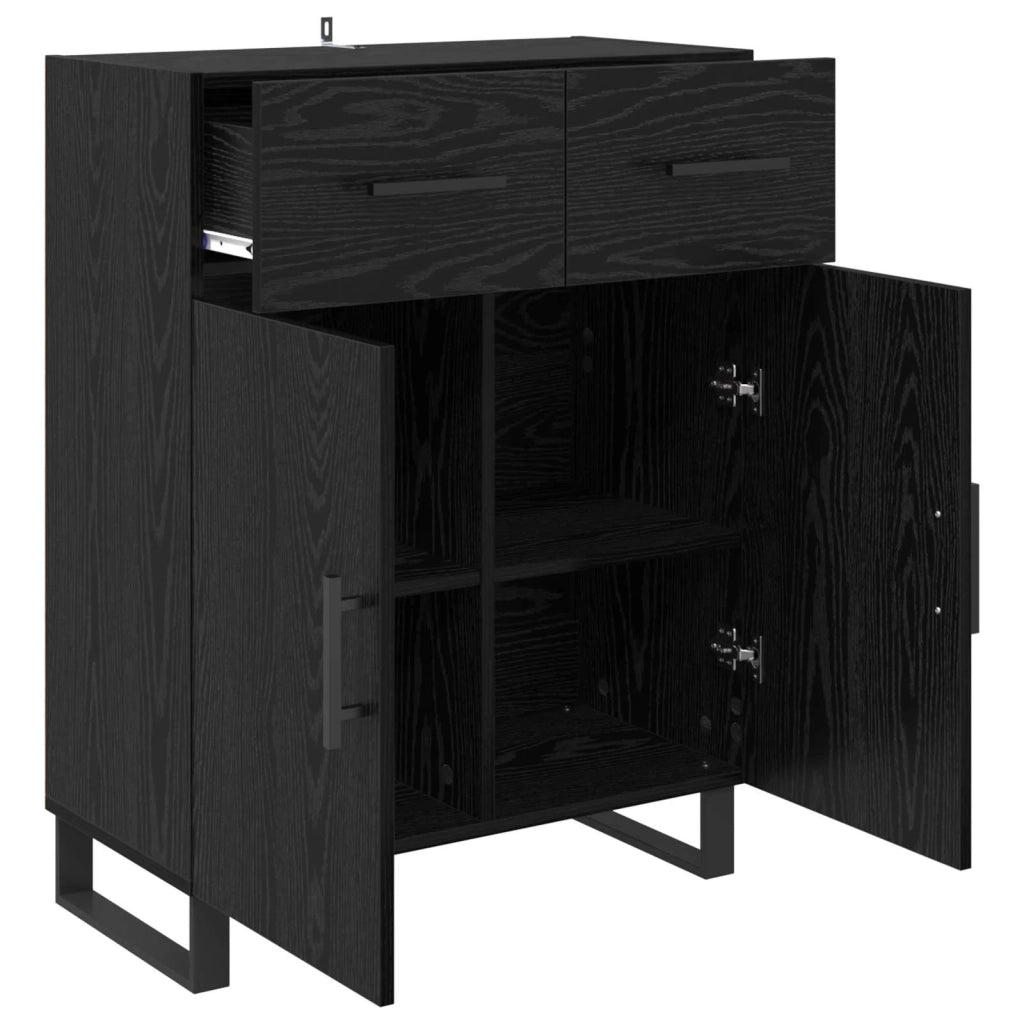 Credenza | Madia | Buffet da pranzo | Armadio da pranzo Rovere Nero 69,5 x 34 x 90 cm Legno multistrato