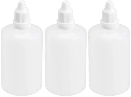 Set di 3 flaconi per gocce da 100 ml - occhiaia con cappuccio a vite - protezione per bambini - sicuro - progettato per essere compresso - flacone per gocce