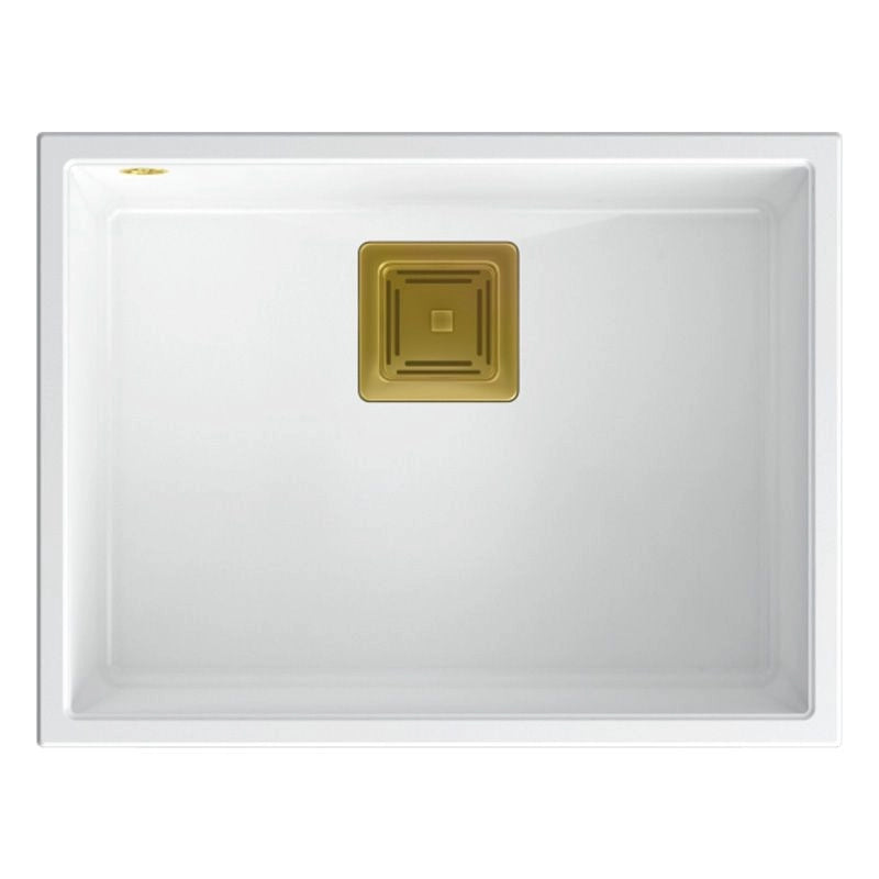 Lavello In Granito David 50 White Tappo rame spazzolato