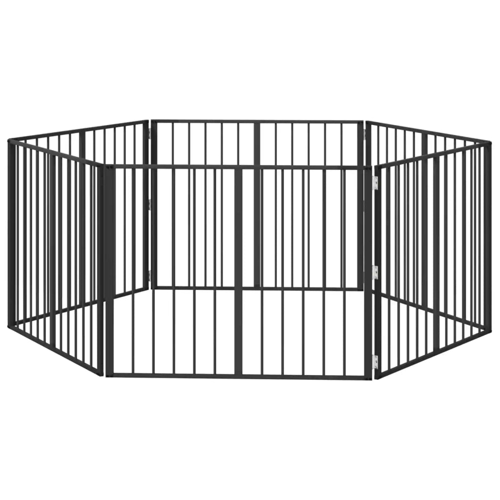 Cancello per cani 6 pcs Nero 100 x 80 cm Acciaio zincato 891994