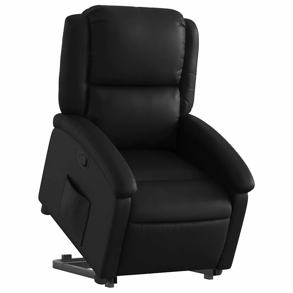 Poltrona Alzapersona Reclinabile Nera in Similpelle 3204226
