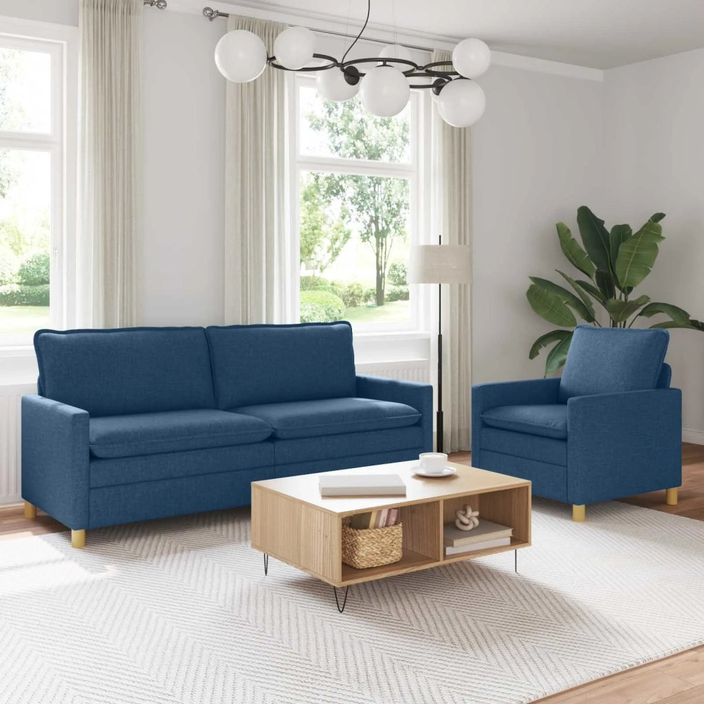 Set di divani 2 pz Blu Tessuto 3417108