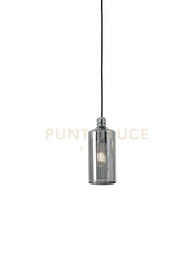 EBE SOSPENSIONE1 LUCE  DIFFUSORE IN VETRO GRIGIO FUME' ROSONE ORO ATTACCO E27