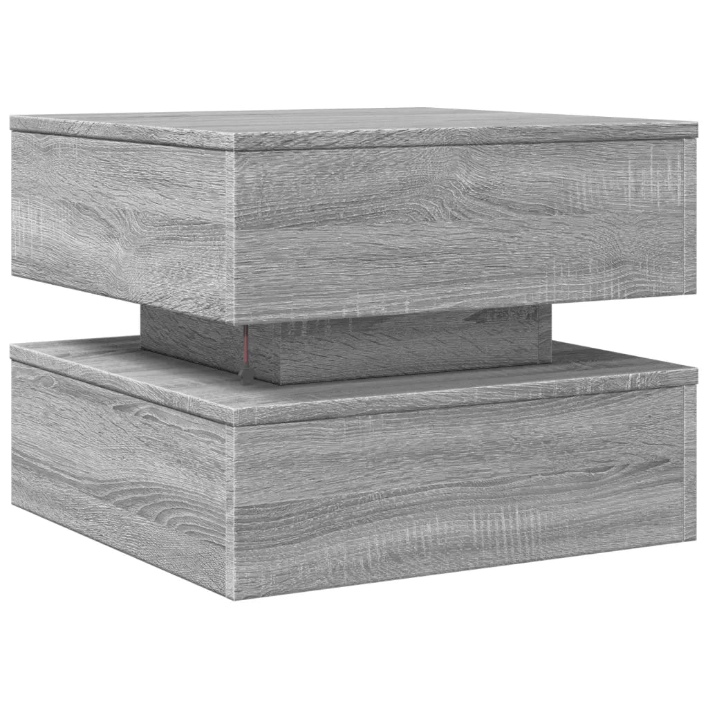 Tavolino da Salotto con Luci LED Grigio Sonoma 50x50x40 cm