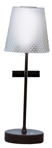 LA ANGINA-A M Lampada da tavola paralume acrilico lavorato ricaricabile marrone opaco 7W 3600K, dimmerabile 30-60-100%, lumen 630