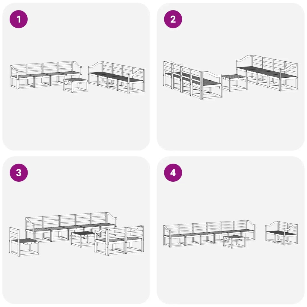 Set di divani da esterno 9 pcs Bianco 59 x 59 x 37 cm 3387433