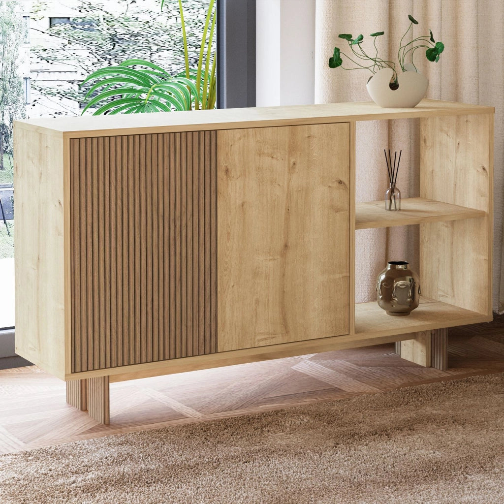 Credenza in legno "Ravello" - 140 x 35 x 80 cm - Beige