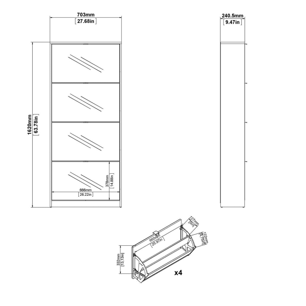 Scarpiera Aepytus, Mobile portascarpe, Armadio da ingresso multiuso, Mobiletto per calzature, 70x24 h162 cm, Rovere