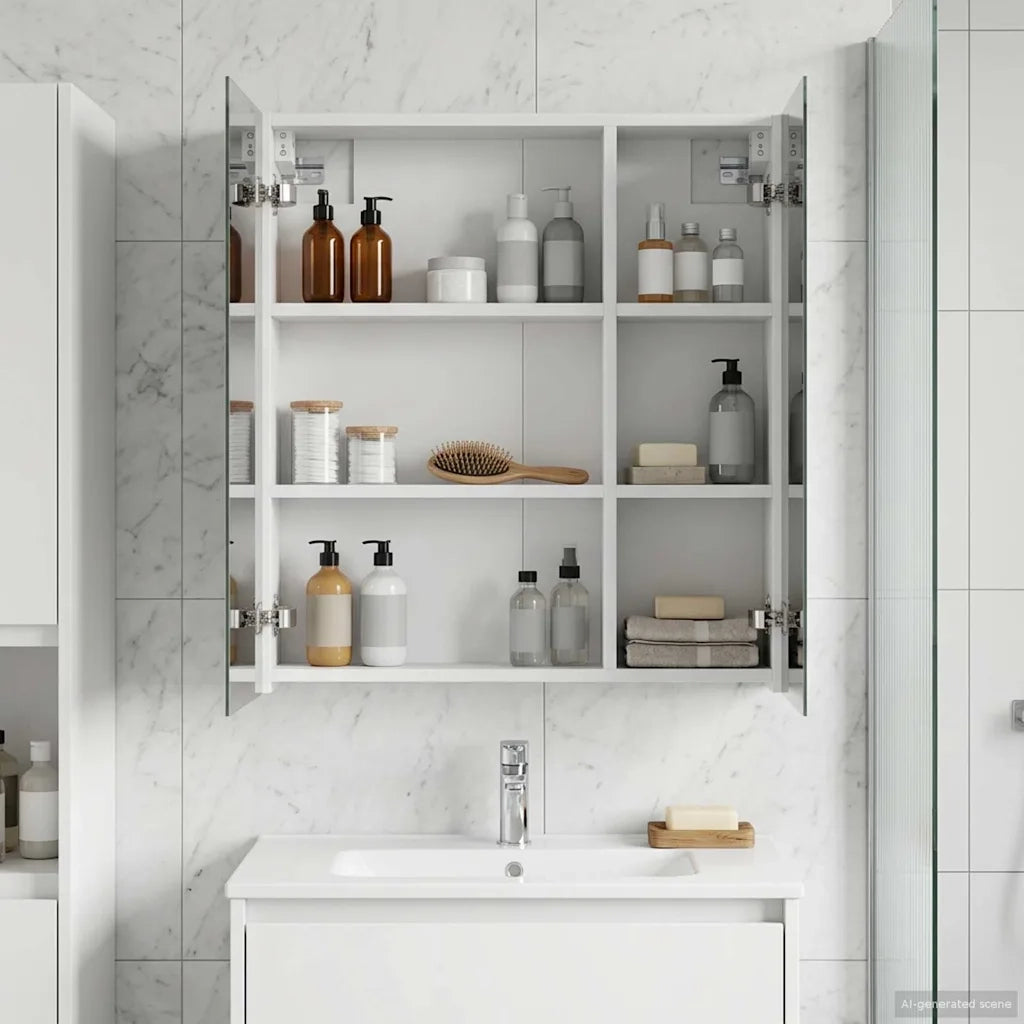 Mobiletto per specchio da bagno Bianco 60 x 14,5 x 70 cm