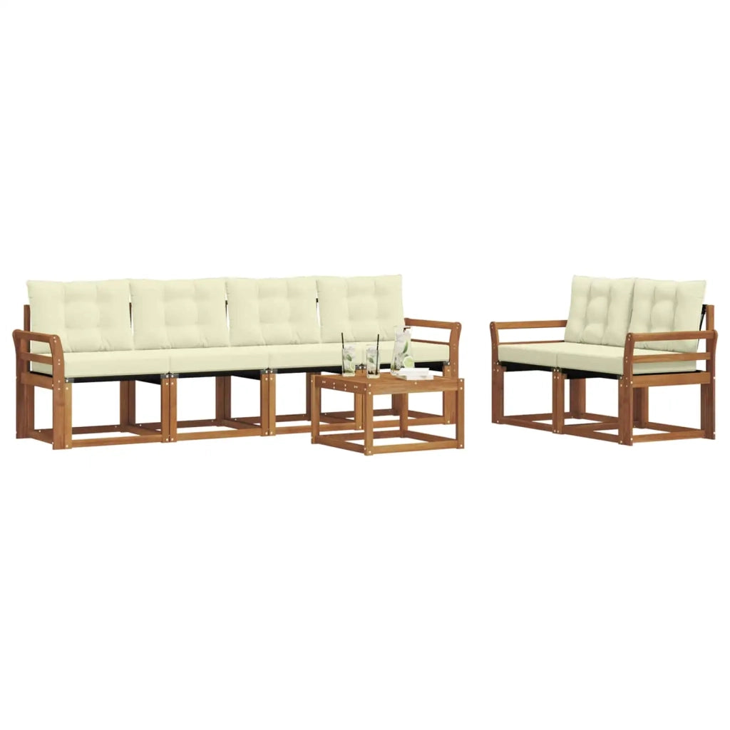 Set di divani da esterno con cuscino 7 pcs Naturale e Crema 3368425