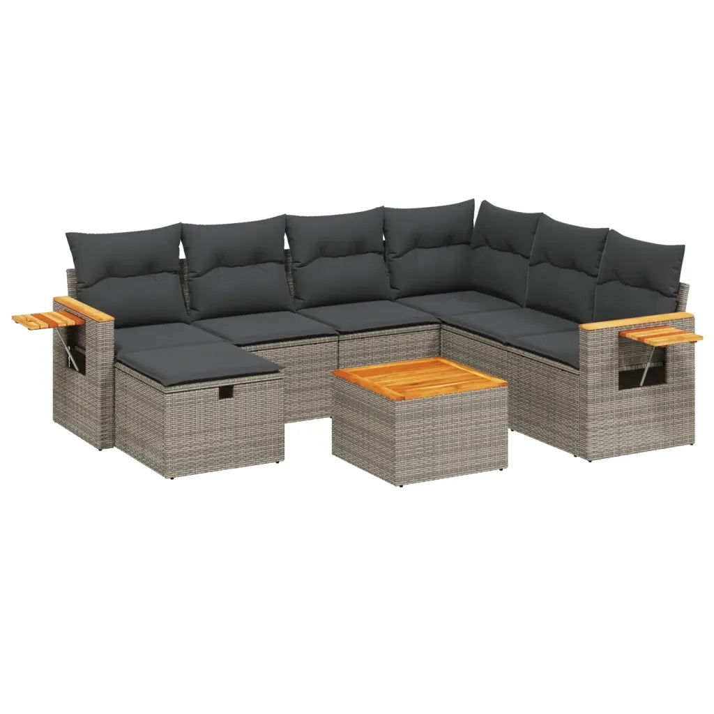 Set Divano da Giardino 8 pz con Cuscini Grigio in Polyrattancod mxl 113770