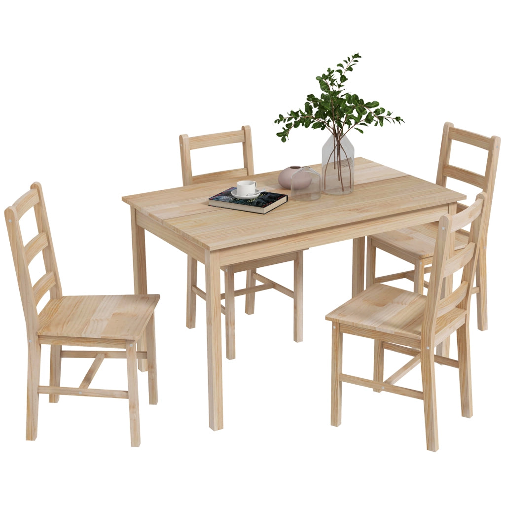 Tavolo da pranzo 5 pezzi con sedie in massello ¨C zephmum ¨C Naturale 118x73x75 cm