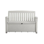 Cassapanca in resina con finitura effetto legno Patio bench bianca 132,7x61,2xh.89 cm