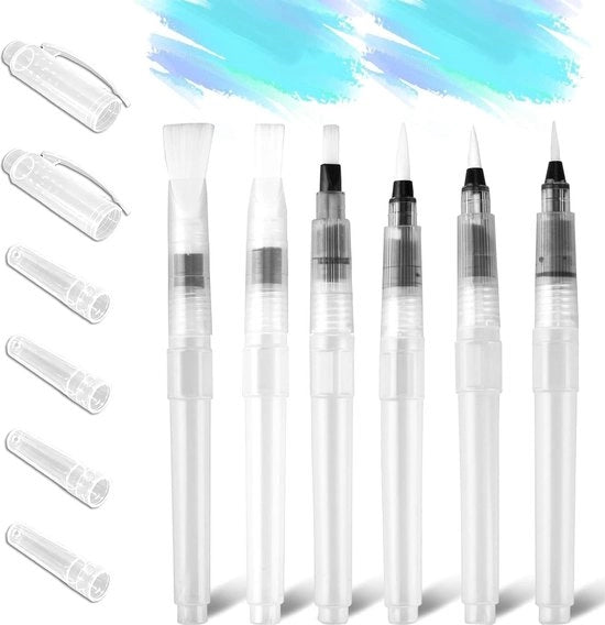Set di 6 pennelli a inchiostro acqua a mano - pennelli a inchiostro acqua professionale 190 cm - punti fini, medi e grandi - inchiostro acqua 190 mm.