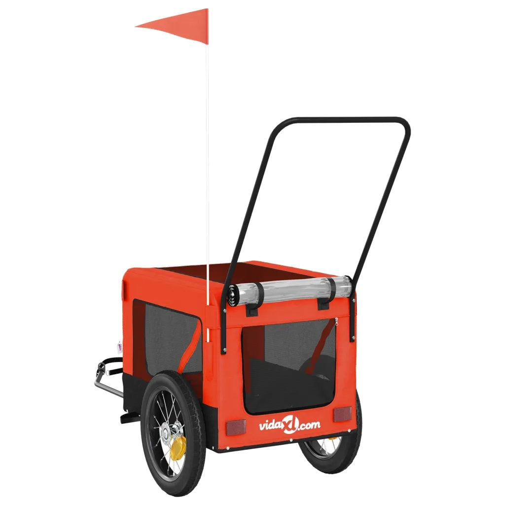 Rimorchio da Bici per Animali Arancione e Nero Oxford e Ferro CFW3472600