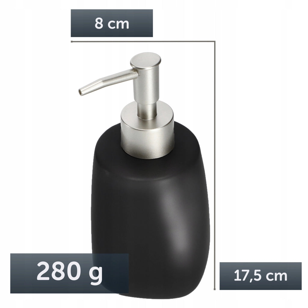 Dispenser di sapone liquido KADAX da 400 ml in ceramica nera, 2 pezzi