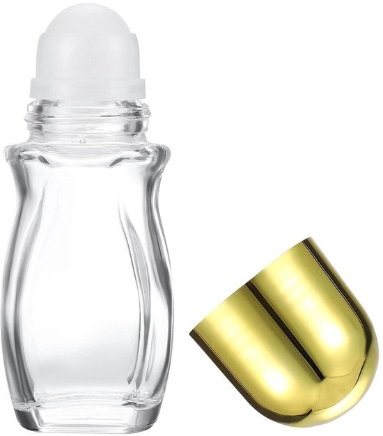 Contenitore Rollerball per Olii Eteriche 50 ml - Flacone in Vetro - Contenitore in Plastica per Rollerball - Per Olii Eteriche - Duraturo e Sicuro - Flacone per Olii Eteriche