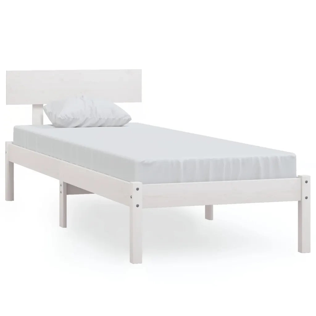 Giroletto-Struttura Letto Bianco in Legno Massello di Pino 100x200 cm 386205