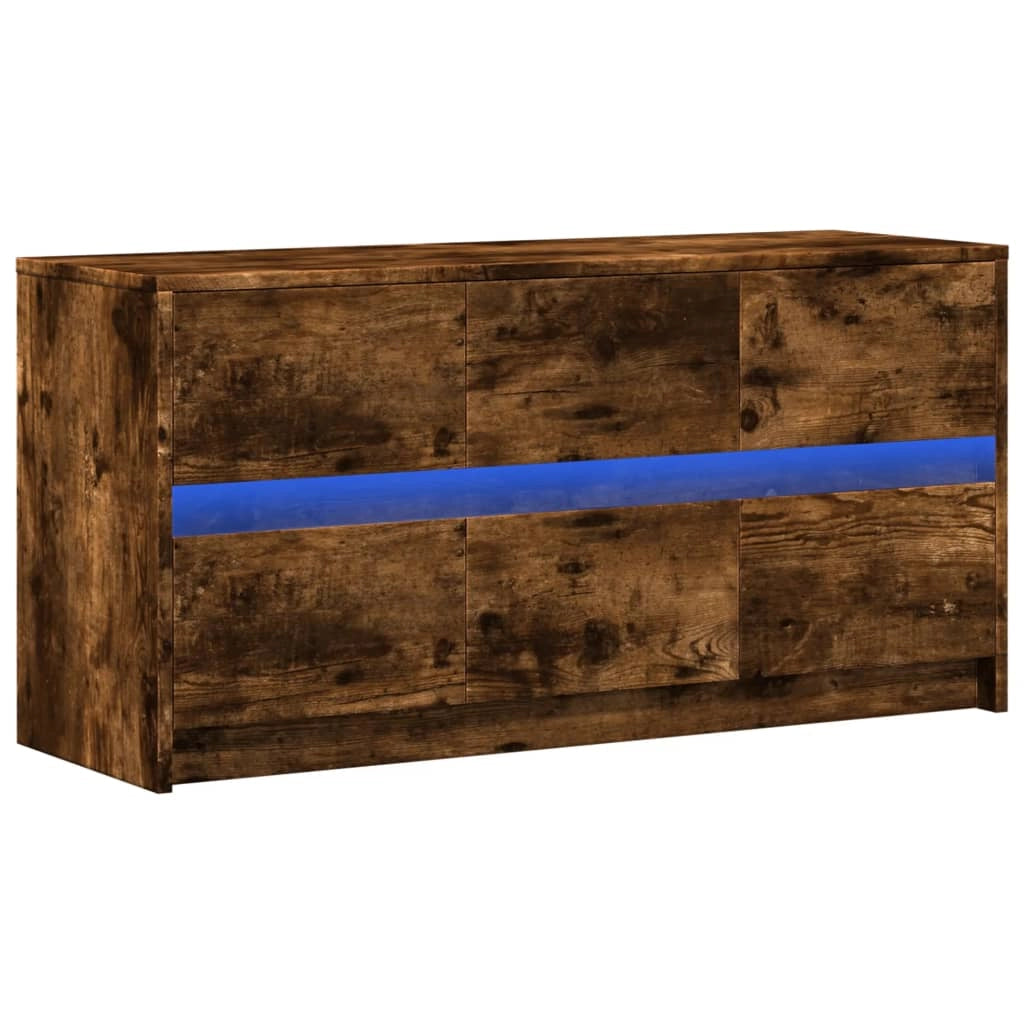 Mobile TV multimediale mensola TV credenza mobile TV per sala da pranzo soggiorno camera da letto con illuminazione a LED rovere affumicato 100 x 34 x 50 cm legno ingegnerizzato marrone 02_0026472