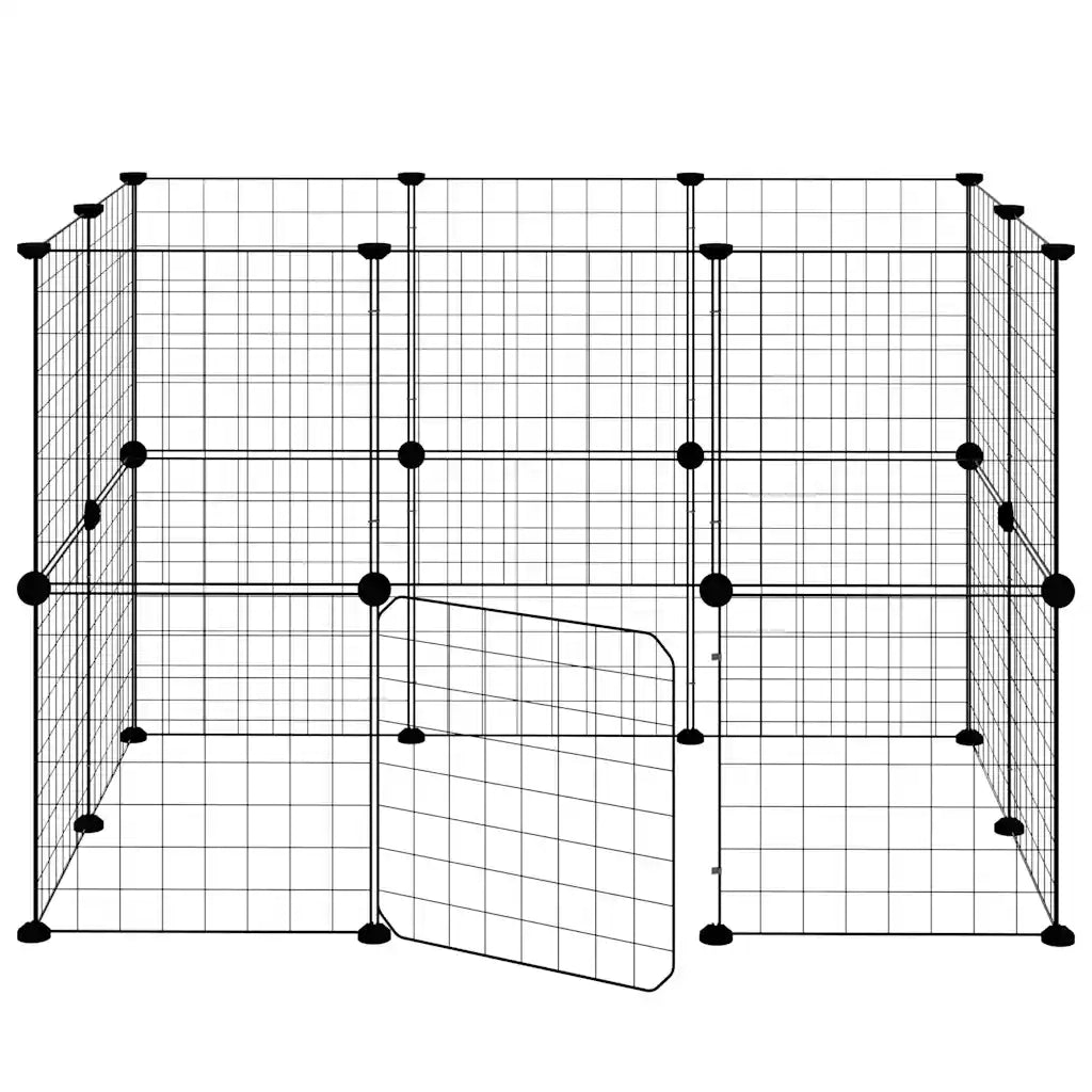 Gabbia per Animali 20 Pannelli con Porta Nera 35x35 cm Acciaio 3114037