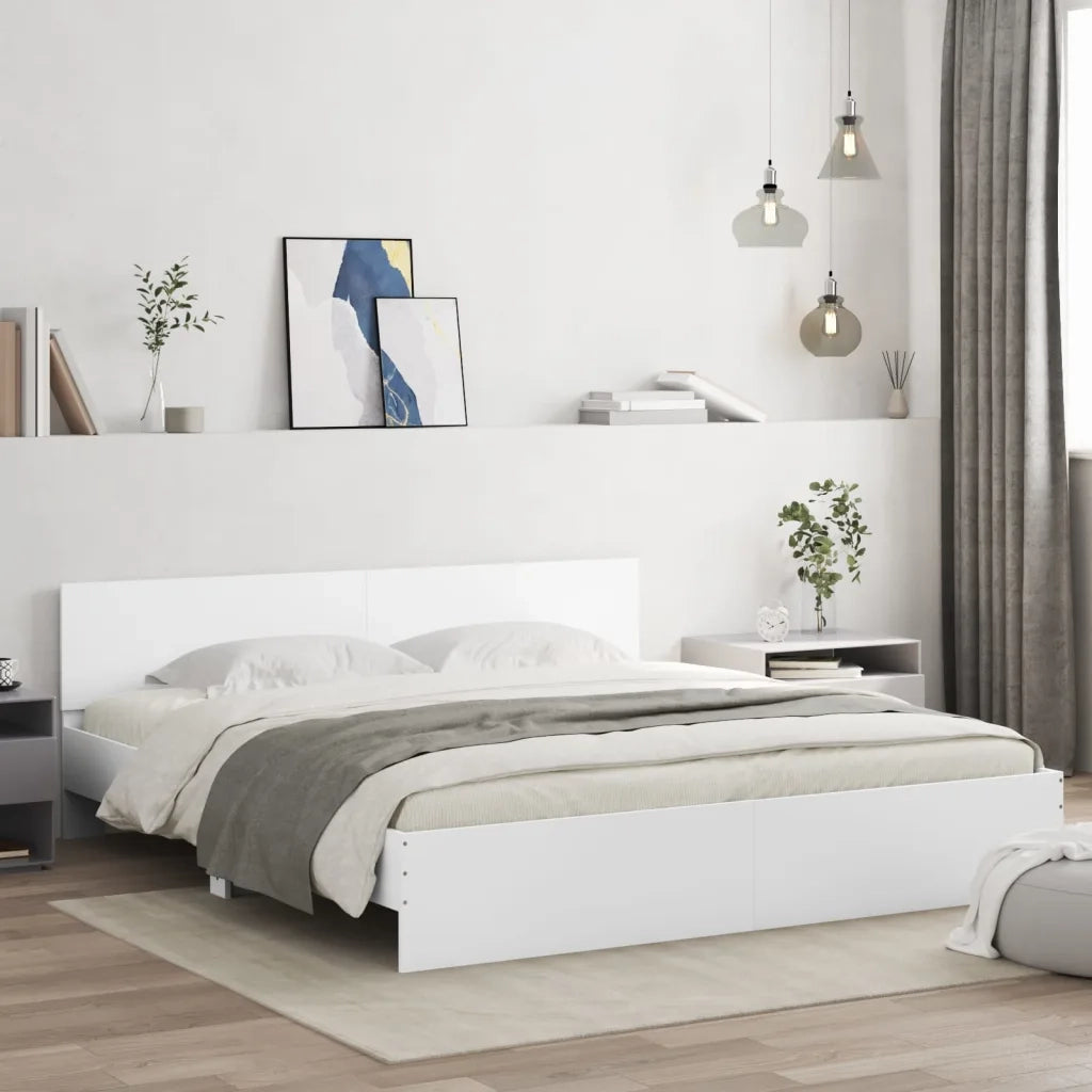 Giroletto con Testiera-Struttura Letto con testiera Bianco 200x200 cm