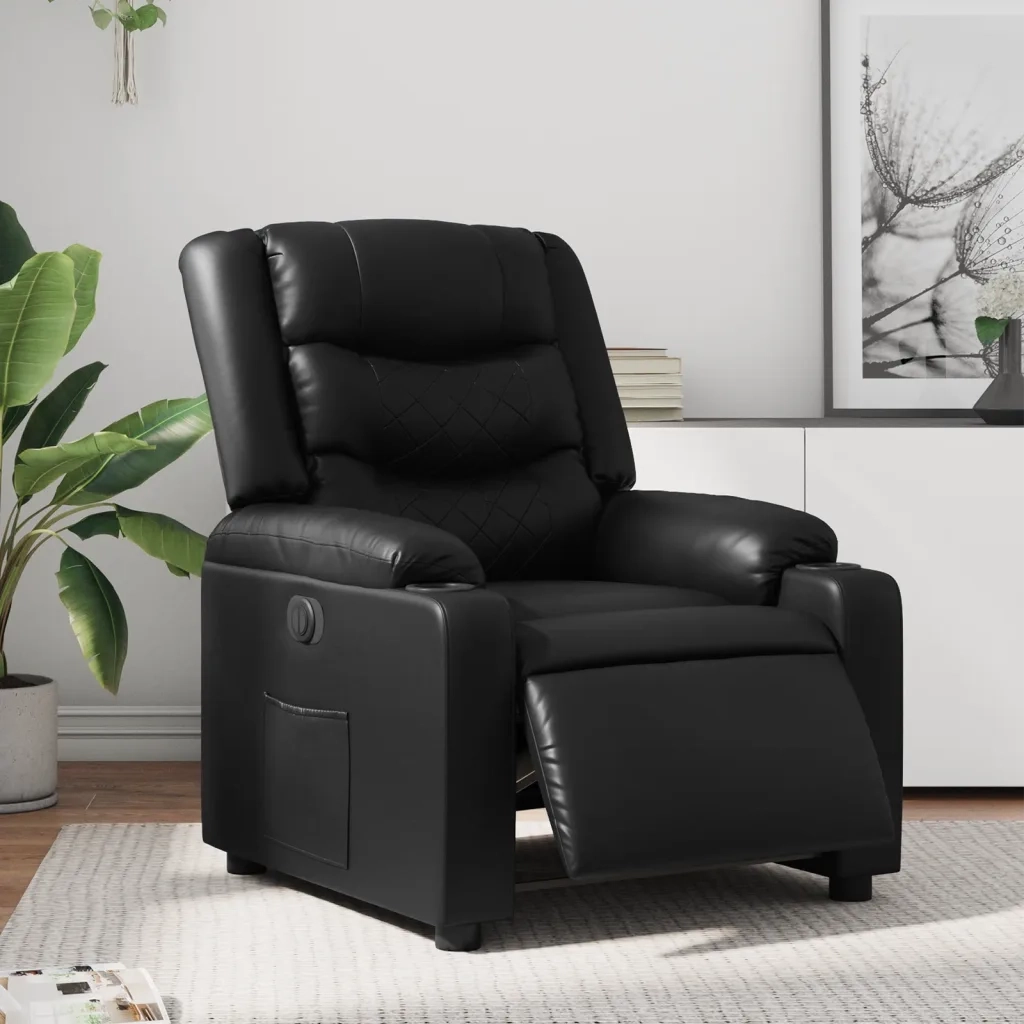 Poltrona | Sedia Relax Reclinabile Elettrica Nera in Similpelle