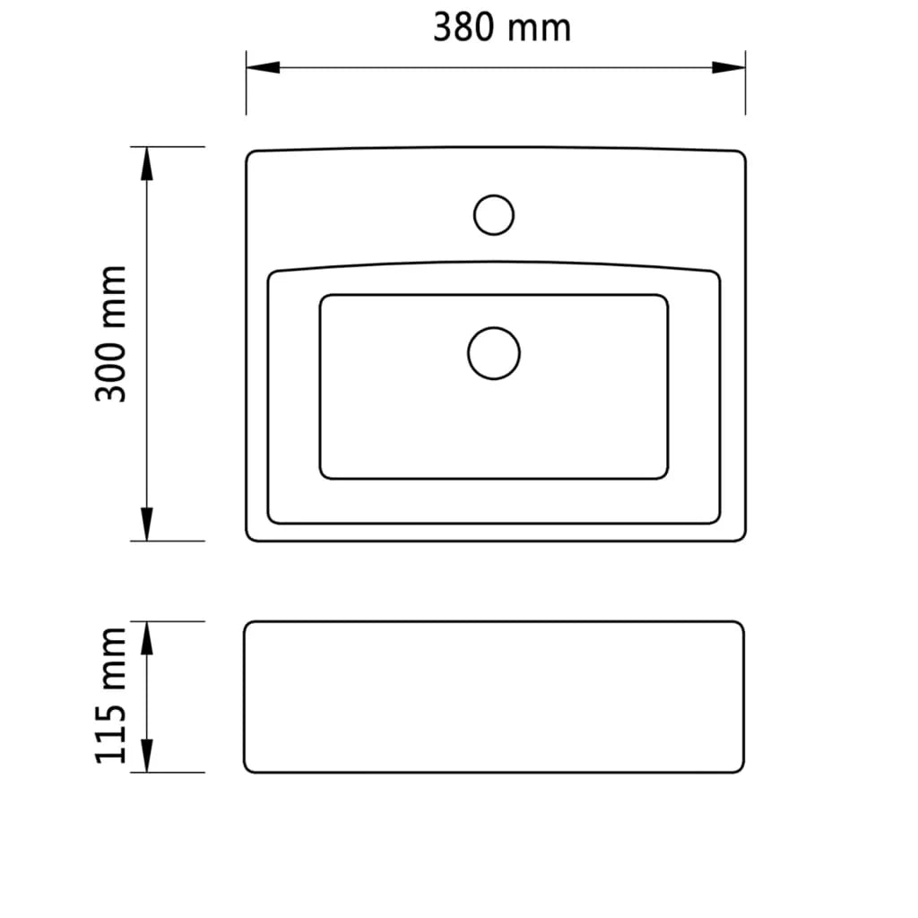 Lavabo rettangolare con foro 38 x 30 cm per bagno ceramica nera 02_0002516