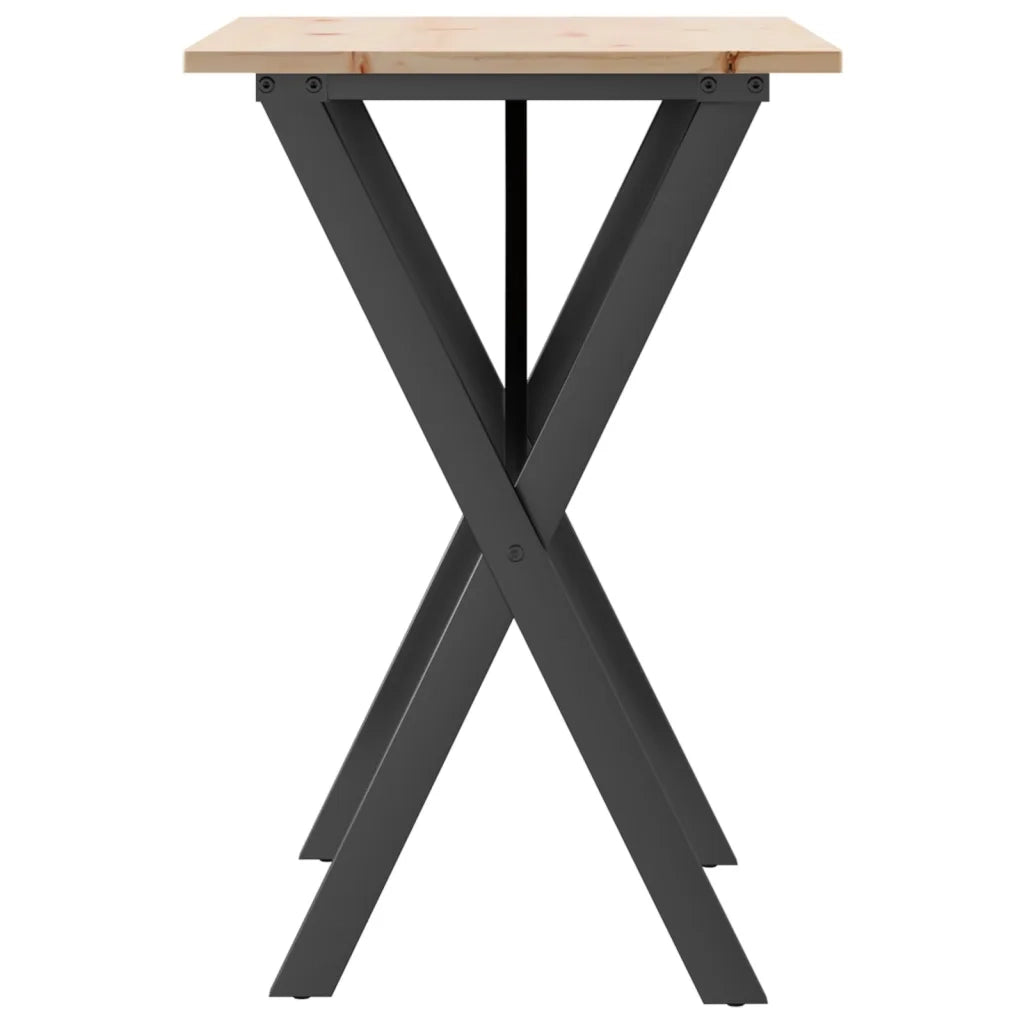 vidaXL Tavolo da Pranzo Telaio a X 80x50x75 cm Legno Pino e Acciaio