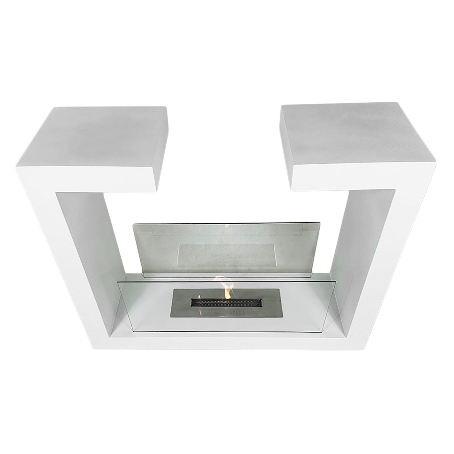 Camino a Bioetanolo da Terra Venus Free Standing Geometrico e Vetri Protettivi Serbatoio 850 ml in Acciaio Verniciato