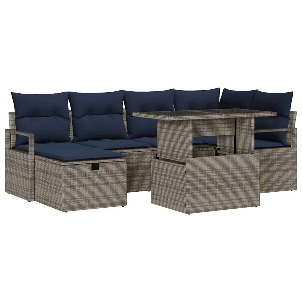 Set Divano da Giardino con cuscino 7 pcs polyrattan
