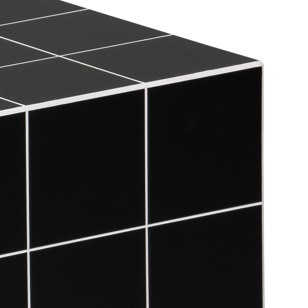 Tavolino cubico effetto piastrelle di cemento, nero