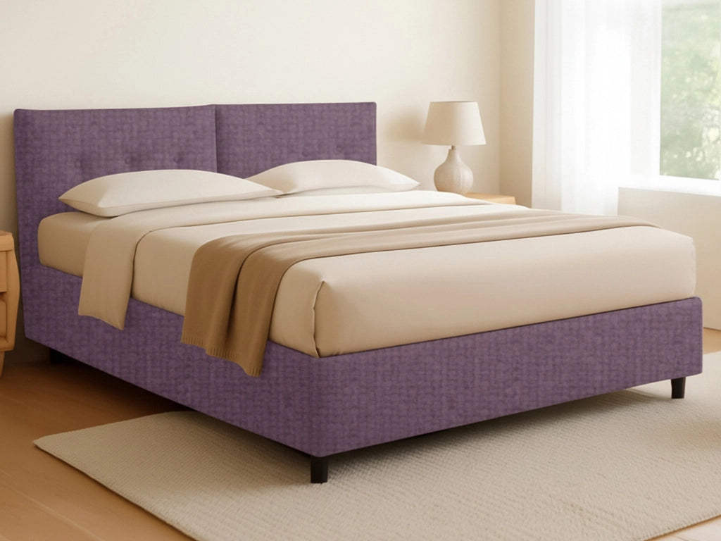 Bath, Letto Matrimoniale Sfoderabile Made in Italy, Viola Lilla