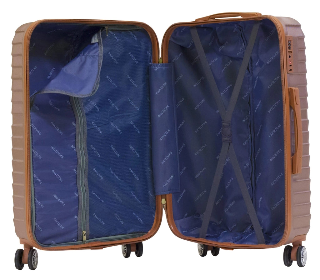 Set 3 Valigie Trolley Rigide in ABS 4 Ruote TSA Ravizzoni Calipso Golden Rose