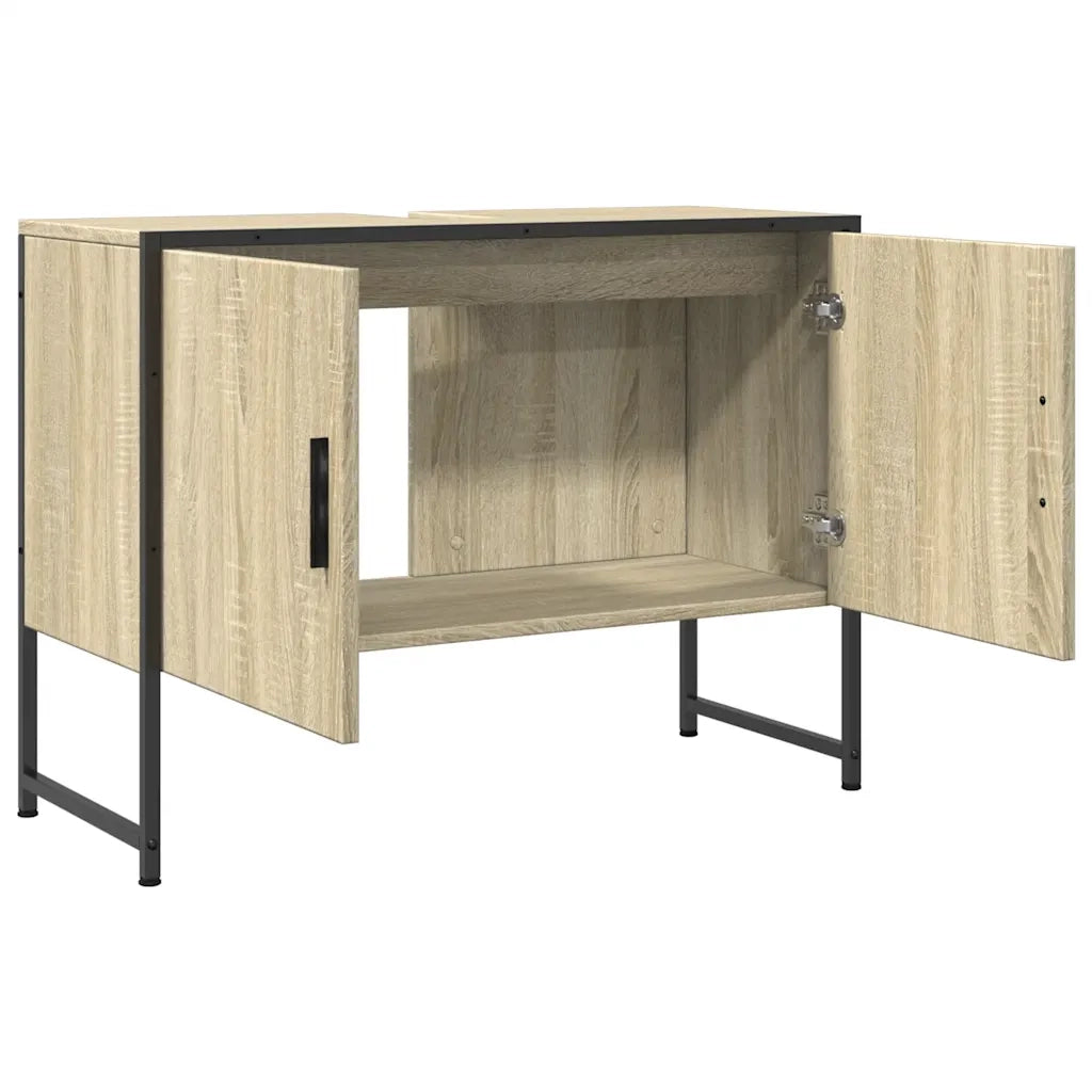 Mobile Lavabo Bagno-Armadietto da bagno Rovere Sonoma 60x30x60 cm Legno Multistrato 583426