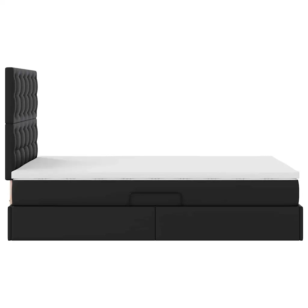 Letto con Contenitore Nero 120 x 200 cm Pelle Sintetica