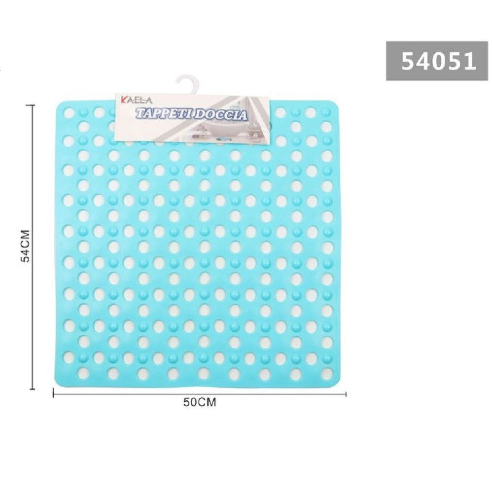Trade Shop - Tappeto Tappetino Doccia Antiscivolo Quadrato 50x54cm Vasca Bagno 54051 Azzurro -