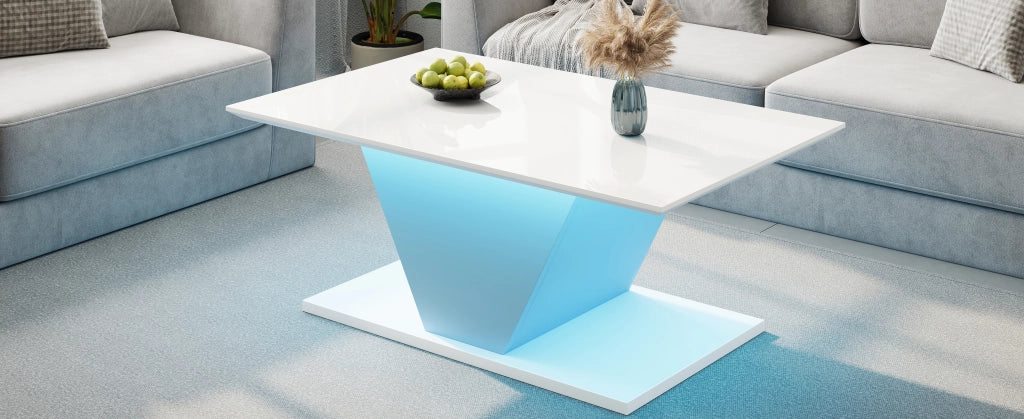 TAVOLINO DA CAFFÈ 100x50x46 cm Bianco in Truciolare con LED