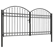 Cancello a Doppia Anta ad Arco in Acciaio 300x150 cm Nerocod mxl 80756