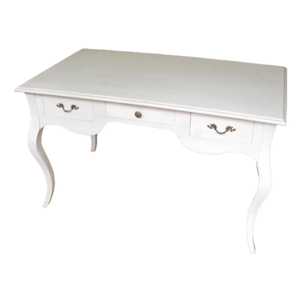 Scrivania legno 3 cassetti laccato bianco opaco l.130 x p.75 h.80 - Mobili 2G