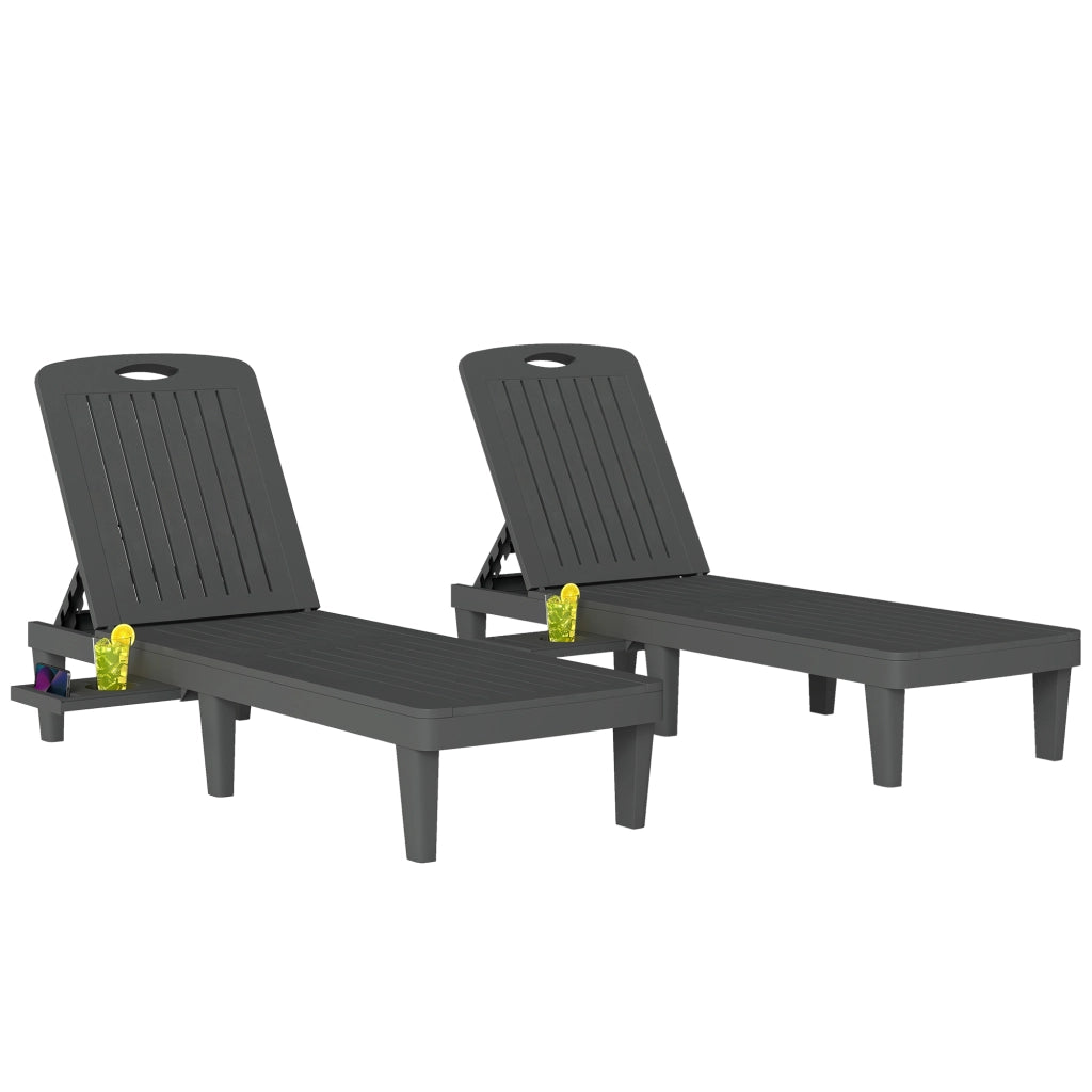 Chaise Longue Giardino 2 Pezzi in Plastica ¨C zephmum ¨C Grigio