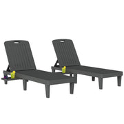 Chaise Longue Giardino 2 Pezzi in Plastica ¨C zephmum ¨C Grigio