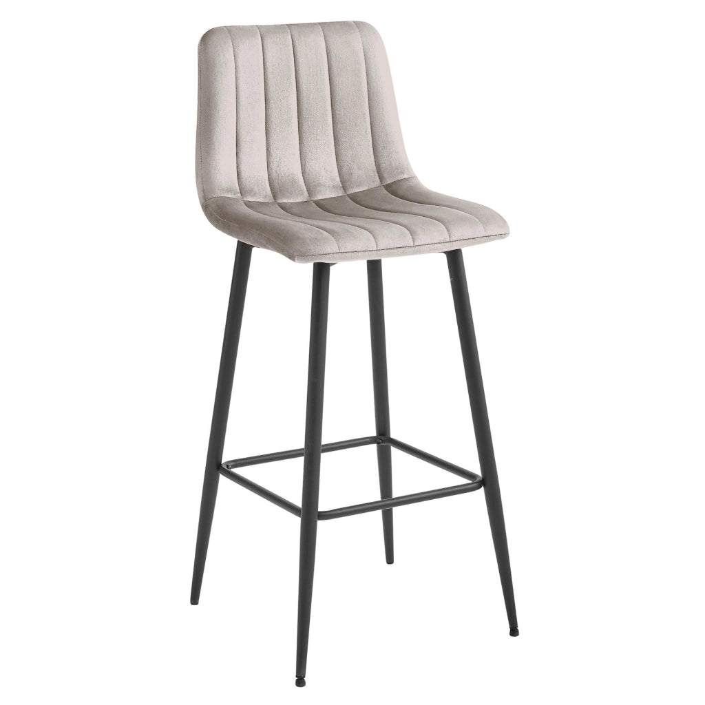 Sgabello da bar VALORA POZZA - Velluto beige scuro con gambe nere x 2